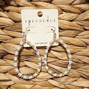 Influence Teardrop White/Ivory/Taupe Beaded Earrings